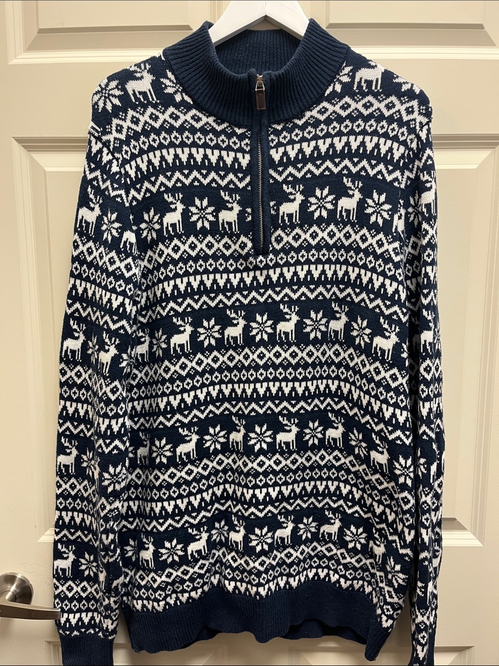 The Foundry Supply Co. Navy & White Fair Isle Half-Zip Sweater